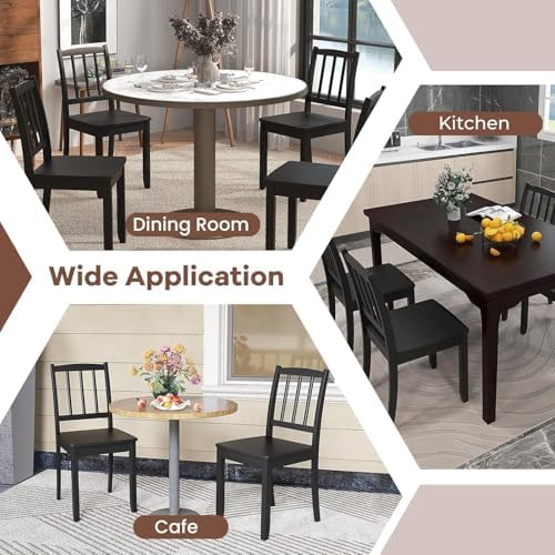 NAFORT Wood Dining Chairs Set of 6, Black Kitchen Chairs with Solid Rubber Wo...