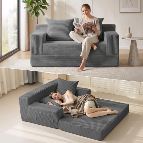 Erament Convertible Sofa Bed, Loveseat Folding Floor Futon Sleeper Sofa Couch...