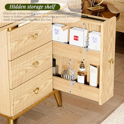 Arulvmrn Vanity Desk with 35.12" HD Lighted Mirror, 46.85" Big Mode...