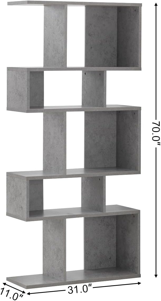 GIANTEX 5-Tier Geometric Bookshelf Set of 2, 70'' Tall Wood Freestand...