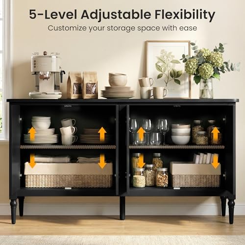 RoyalCraft Buffet Cabinet with Storage, 59" Painted Sideboard Coffee Bar