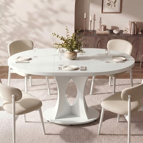 Einhomn 43-59" Extendable Round Dining Table, Kitchen Table for 4-8, Far...