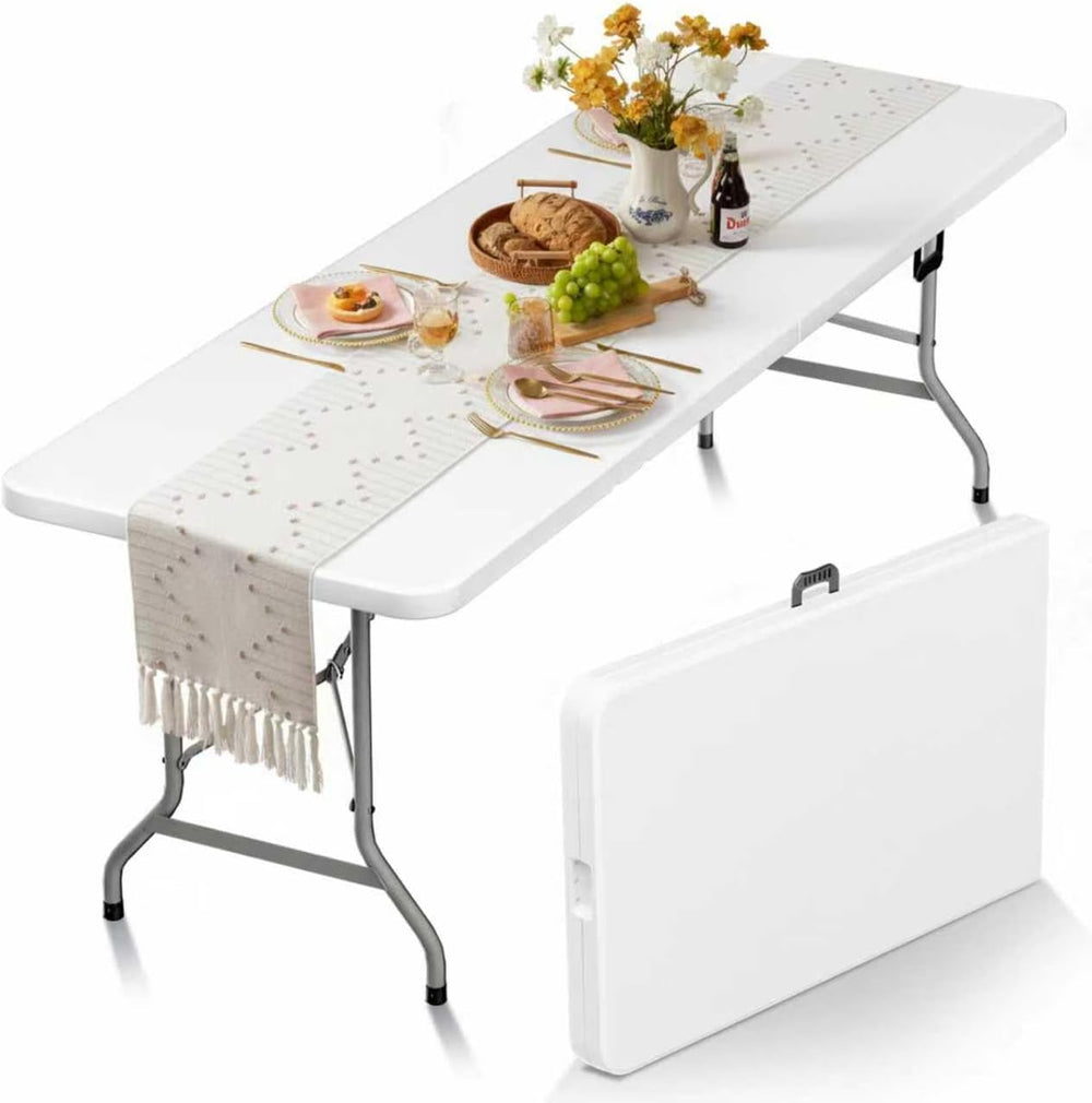 Folding Table Picnic Table, 8 ft Camping Table with Handle and Safety Locks |...