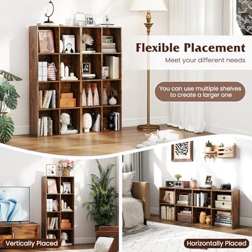 Tangkula 8-Cube Bookcase, Large Floor Standing Horizontal Bookshelf with 8 Op...