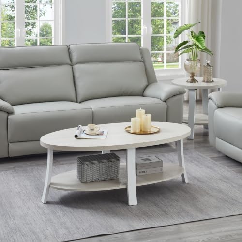 Oval Coffee Table and Round End Tables, 3-Piece Living Room Table Set | Accen...