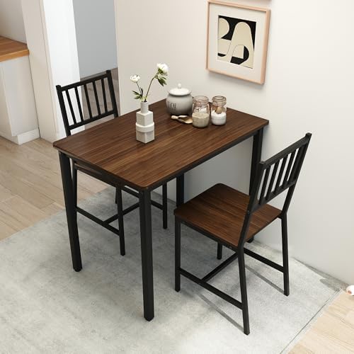 3-Piece Dining Table Set for 2, Space-Saving Kitchen Table Set for Small Spac...