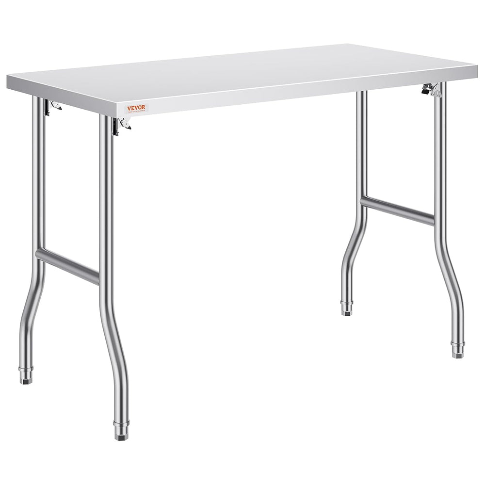 VEVOR Stainless Steel Foldable Work Table, 24 * 48 Inch Heavy Duty Food Outdo...