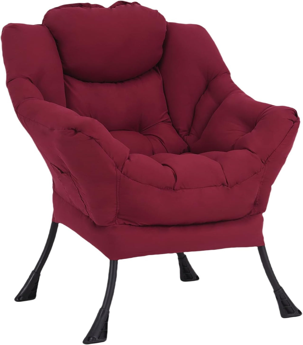 Welnow Lazy Chair for Living Room, Modern Reading Accent Chair with Armrests ...