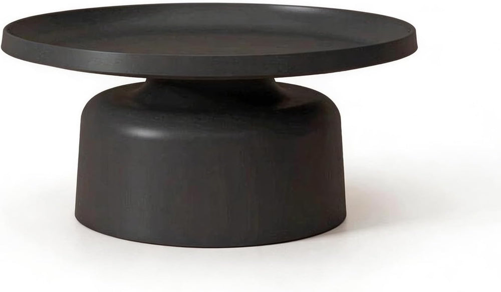 Carbon Steel Round Side Table with Raised Edge, Scratch-Resistant Small end T...