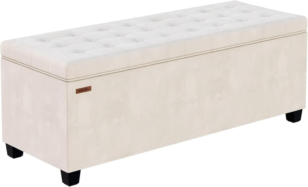 ABHENG Velvet Storage ottoman bench with legs,43.5”W x 15.7”D x 15.7”H,metal ...