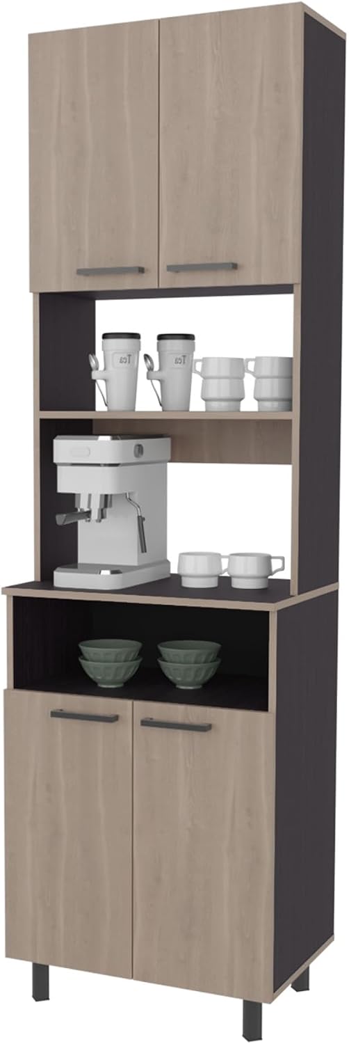Kitchen Pantry with Open Storage and 4 Doors,for Kitchen