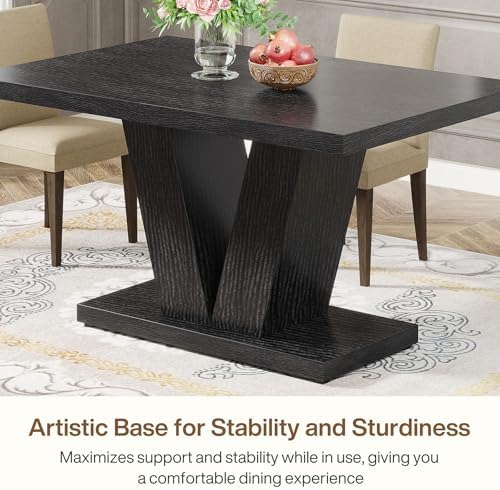 Tribesigns 47-Inch Dining Table for 4, Black Kitchen Dinner Table with Heavy ...
