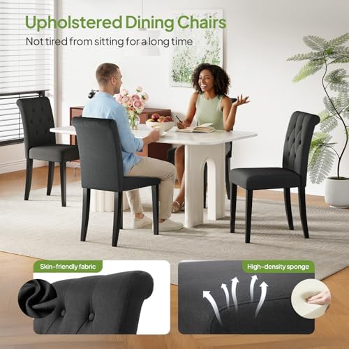 Welzona Upholstered Dining Chairs Set of 4, Button Tufted Parsons Dining Chai...