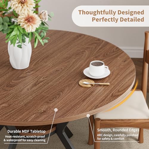 42" Round Dining Table for 4, Farmhouse Kitchen Table with Storage, Spac...