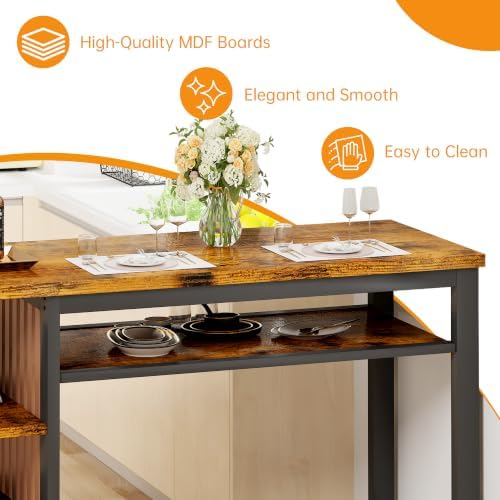 DKLGG 3-Piece Bar Table and Chairs Set, Counter Height Dining Table Set with ...
