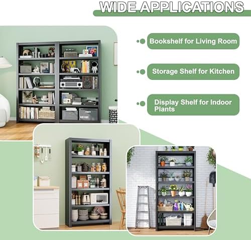 5 Tier AV Media Stand, 69.3" Tall Media Shelf with Display Storage Shelves