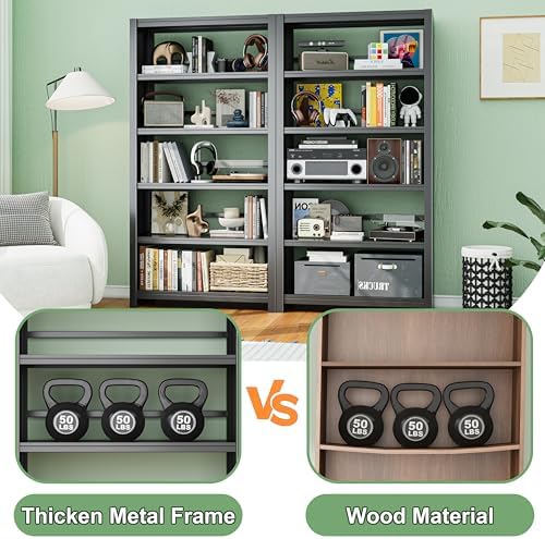 5 Tier AV Media Stand, 69.3" Tall Media Shelf with Display Storage Shelves