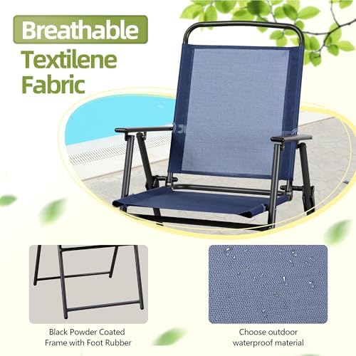 Vongrasig 6 Pieces Folding Patio Dining Set, All Weather Small Metal Outdoor ...