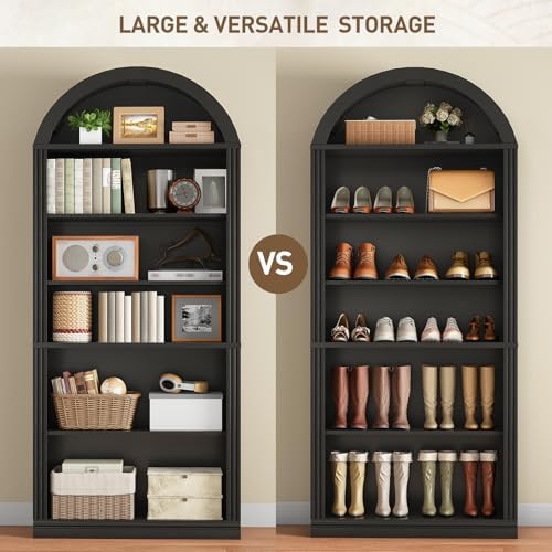 RALGEND Arched Bookshelf, 75.8" Tall Arch Bookcase with Storage, 6-Tier ...