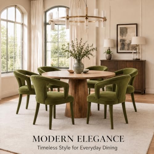 Hyfirm Olive-Green Velvet Dining Chairs Set of 4, Modern Upholstered Solid Wo...