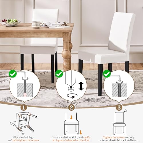 Yaheetech Dining Chairs Set of 4 Upholstered Kitchen Chairs White