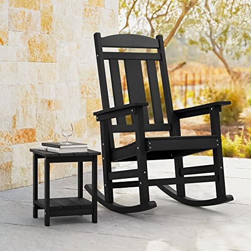 LUE BONA Outdoor Rocking Chairs Set of 2, Weather Resistant Poly Plastic Rock...
