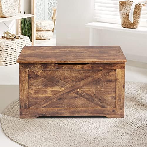 Timberer 31.5" Storage Chest, Wooden Storage Bench, Entryway Shoes Bench...