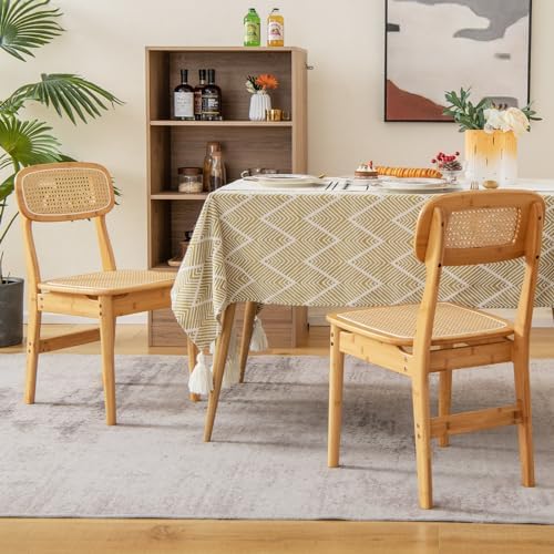GOFLAME Rattan Dining Chairs Set of 2, Mid-Century Modern Kitchen Chairs with...