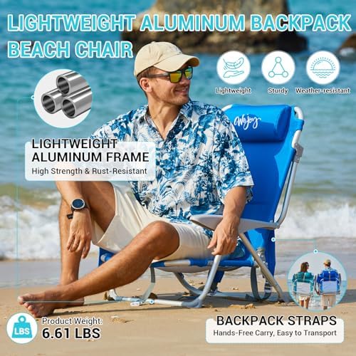 #WEJOY Beach Chairs for Adults,Reclining Adjustable 4 Position for Outdoor