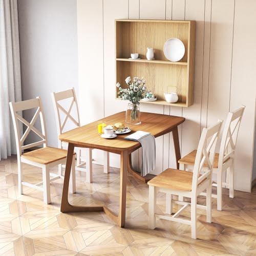 GIANTEX Farmhouse Dining Chairs Set of 4, Kitchen Chairs w/High Cross Back