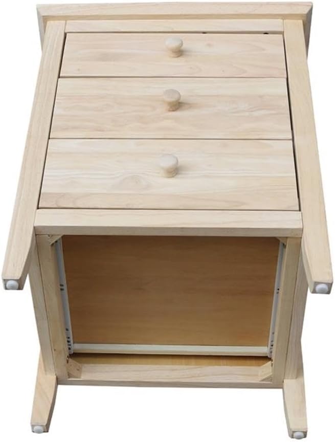 25"H Solid Wood Bedroom Nightstand with 3 Drawers, Parawood Construction...