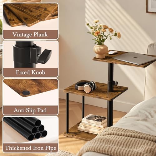 Faesun 360° Swivel Side Table for Height Adjustable, C Shaped End Table for C...