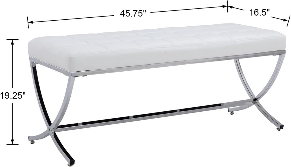 HEAH-YO Modern Button Tufted Bench, PU Faux Leather Ottoman Dining Bench, Sty...