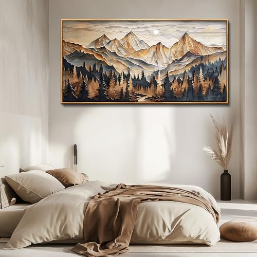 Wood Farmed Canvas Wall Art For Living Room Large Wall Decor For Office Bedro...