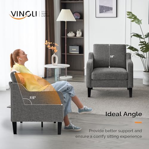 VINGLI Accent Chair, Chenille Upholstered Armchair, 380 LBS, Living Room
