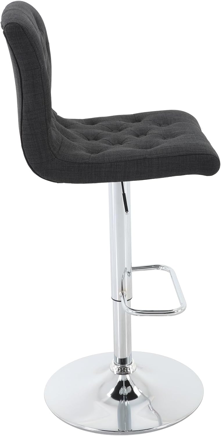 Brage Living Tufted Fabric Bar Stools Set of 2 with Back, Charcoal Black | Se...
