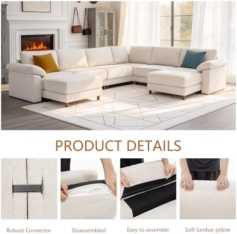 Oversized L Shaped Sectional Couch for Living Room, Extra Large Deep Seat Mod...