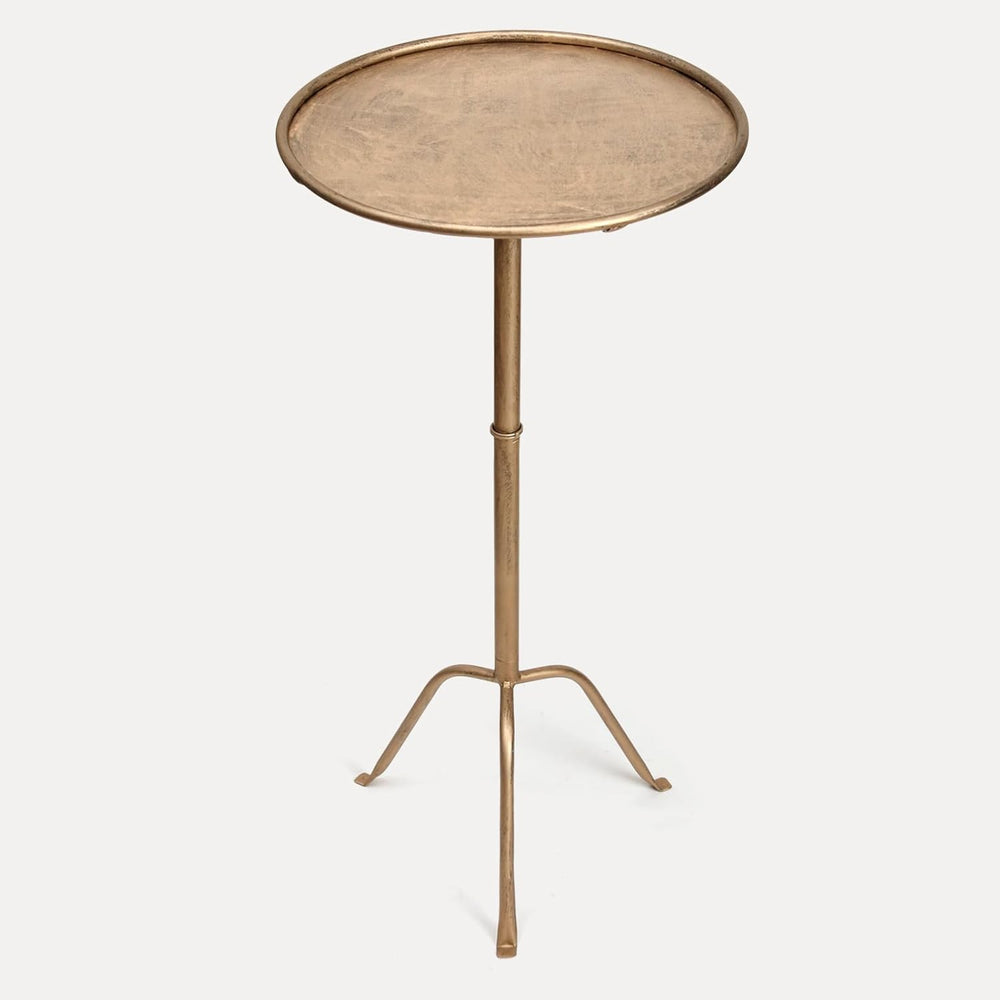 Metal Martini Side Table, Antique Brass – Compact Art Deco Design, Raised Edg...
