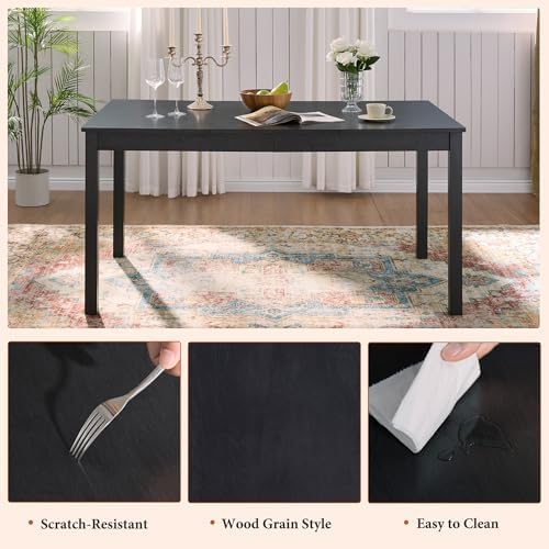 AMERLIFE 7-Piece Farmhouse Solid Wood Dining Table Set for 6, Grey & White