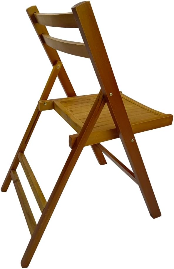 Wood Folding Chairs, Set of 4 Slatted Wood Event Chairs, Honey Color Foldable...