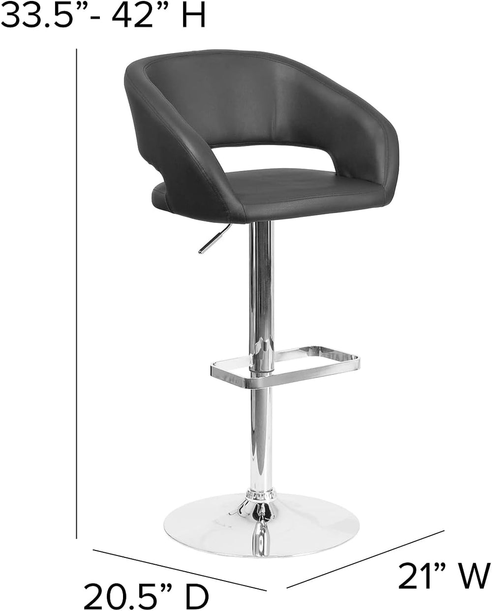 Flash Furniture Mid-Back Vinyl Barstool, Black
