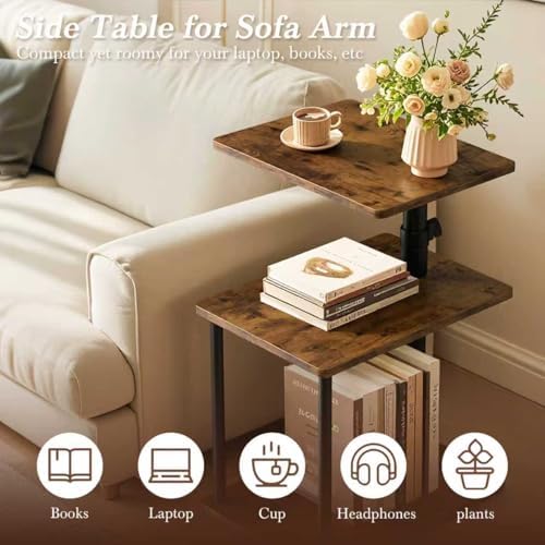 Faesun 360° Swivel Side Table for Height Adjustable, C Shaped End Table for C...