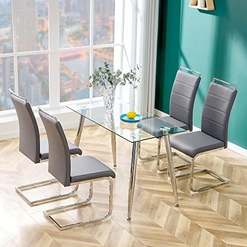 Baysitone Modern Dining Chairs Set of 6, PU Faux Leather High Back Upholstere...