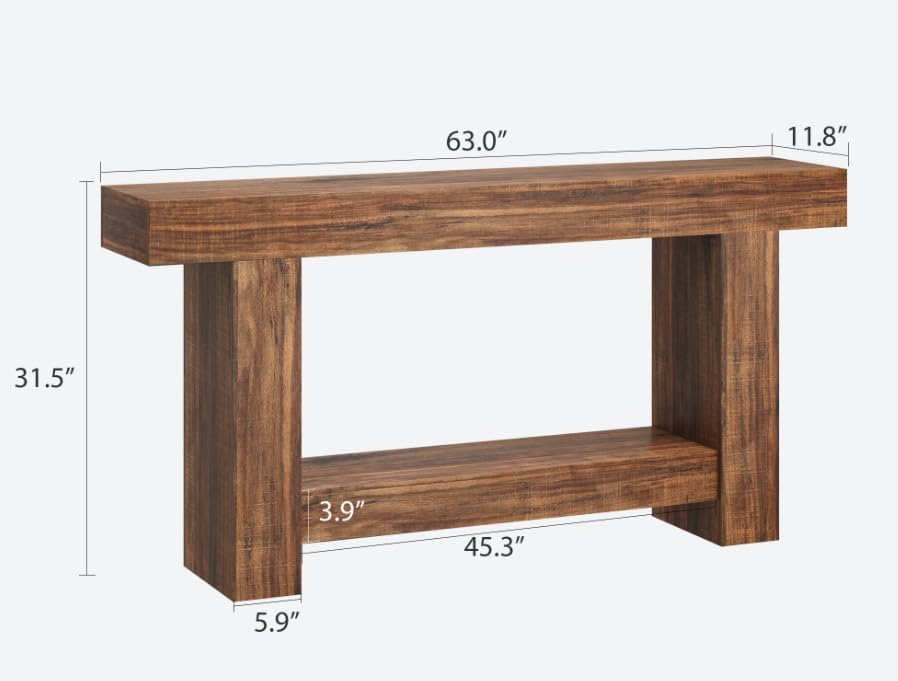 GAOMON 63" Farmhouse Console Table for Entryway - 2-Tier Storage Shelf, ...