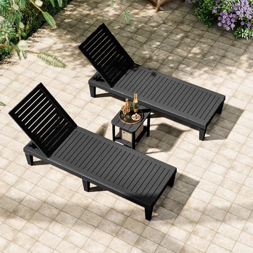 KAMABOKO Outdoor Side Table Set of 2, 2-Tier Adirondack Square Patio Table, H...