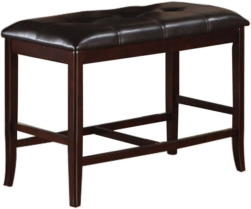 Poundex Counter Height Dining Bench in Deep Brown Finish