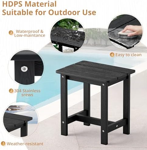 LUE BONA Outdoor Rocking Chairs Set, 3-Piece, HDPS Poly Porch Rockers with Ta...