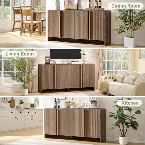AMERLIFE 63" Fluted Sideboard Buffet Cabinet with Storage
