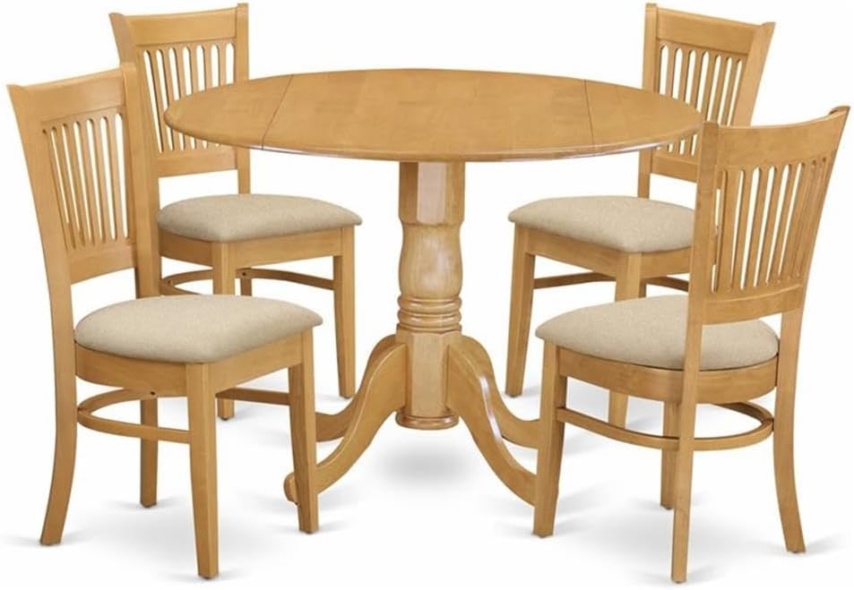 East West Furniture DLVA5-OAK-C 5 Piece Kitchen Table & Chairs Set Includ...