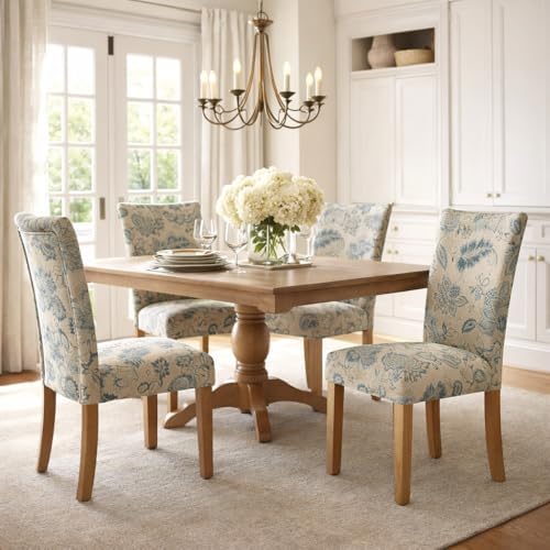 HomePop Parsons Dining Chair, Blue Jacobean (Set of 2)